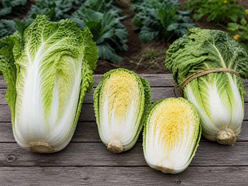 大玉黄芯、食べ切りミニ、結束した冬どり白菜の比較