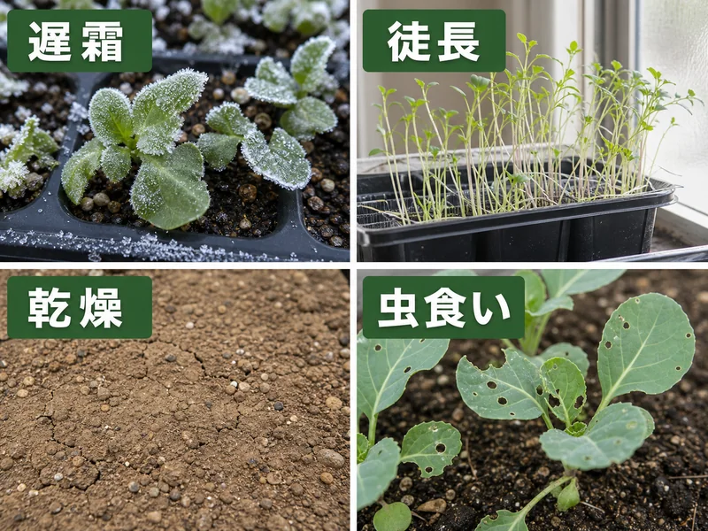 3月の種まきで起こりやすい遅霜、徒長、乾燥、虫食い