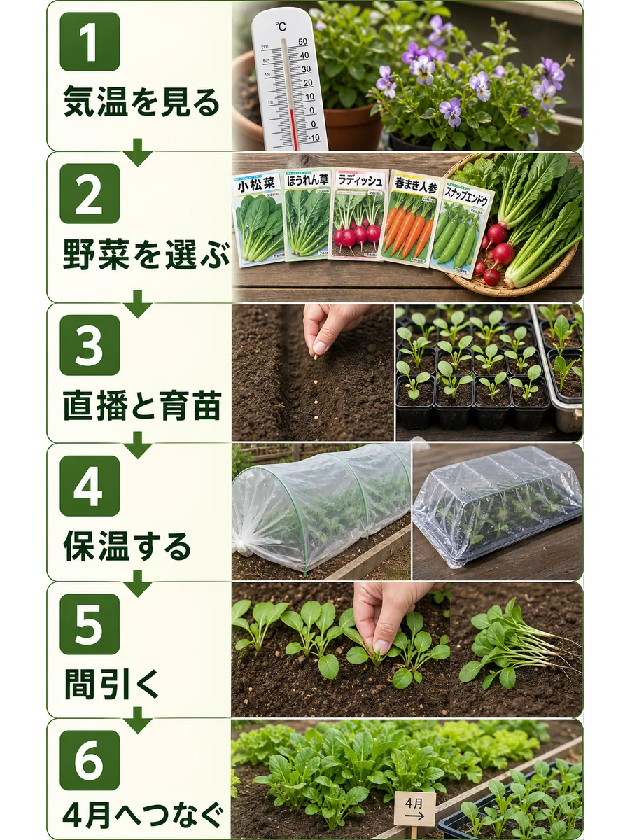 3月に種まきできる野菜の選び方と保温手順
