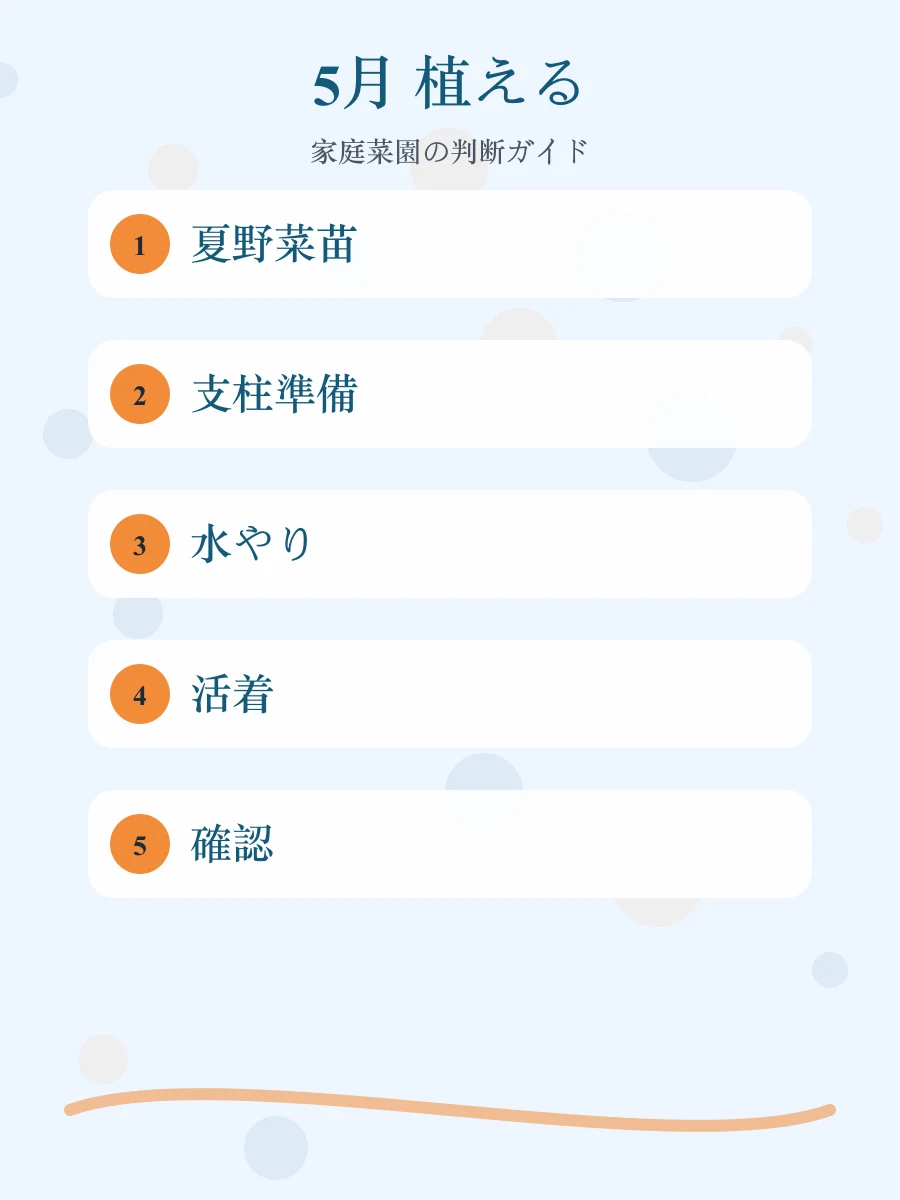 5月に植える野菜の作業手順をまとめた縦長画像