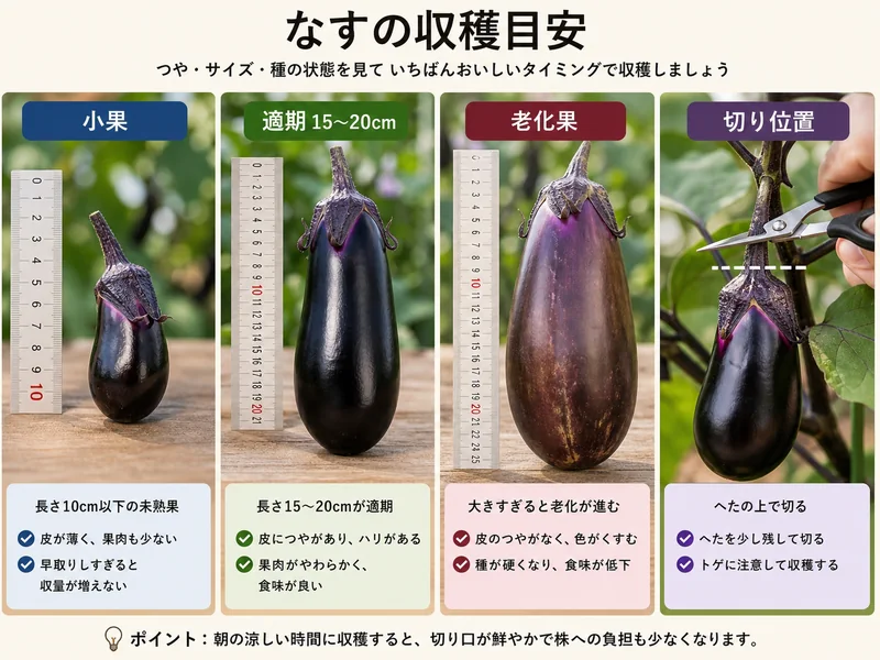 なすの収穫目安の収穫判断を比較した画像