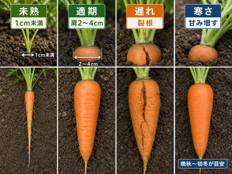 人参の収穫時期の収穫判断を比較した画像
