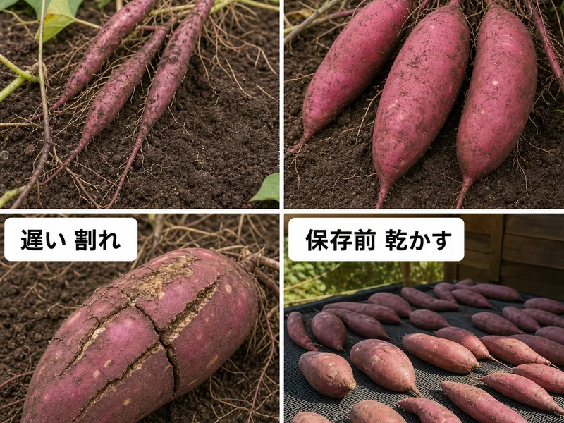さつまいもの収穫時期の収穫判断を比較した画像