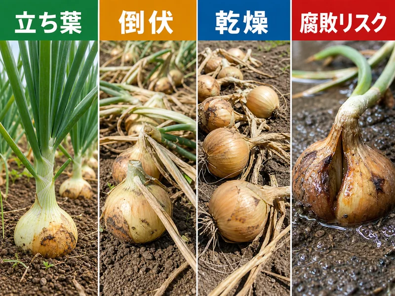玉ねぎの収穫時期の収穫判断を比較した画像