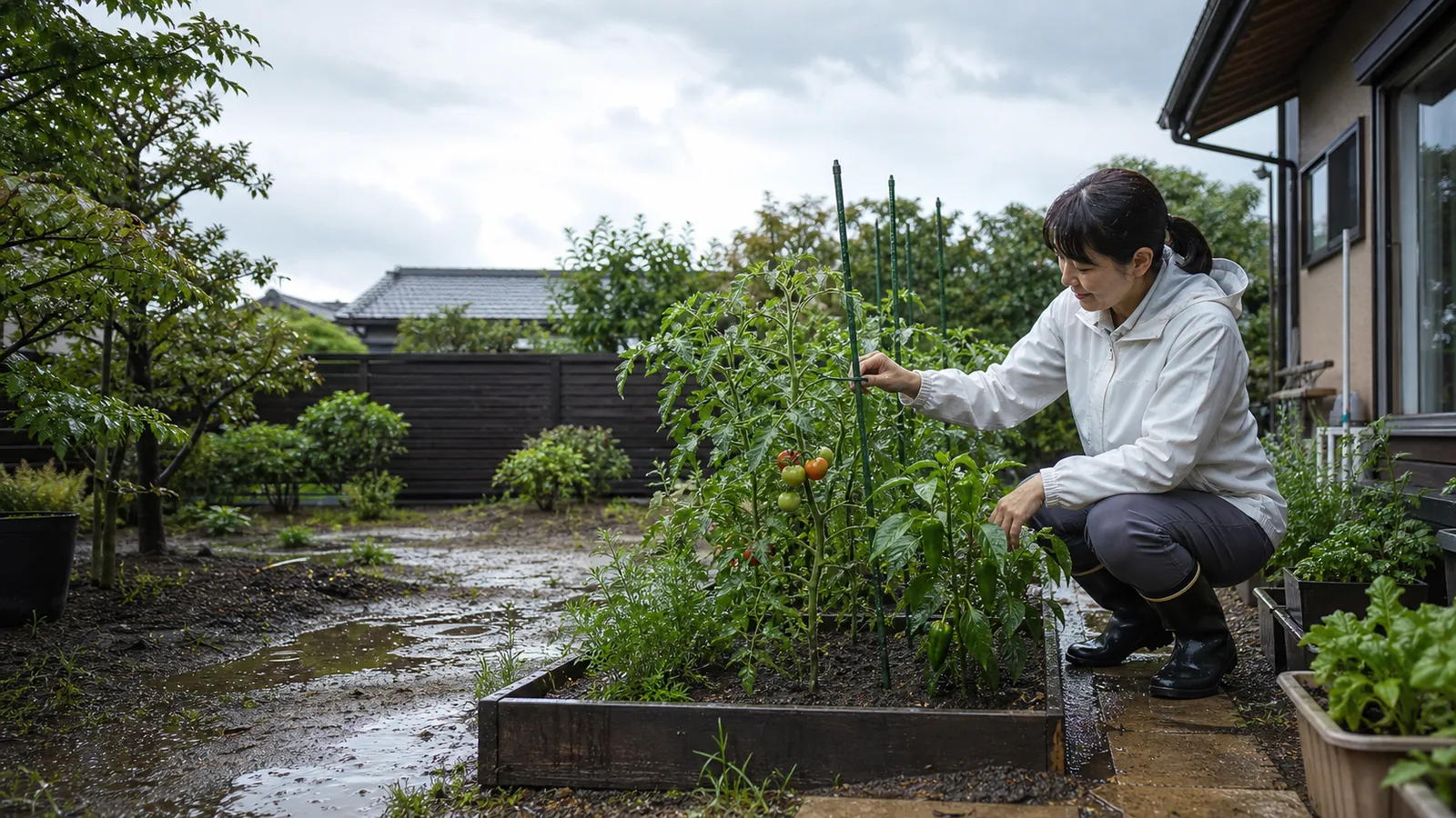 大雨後の家庭菜園リカバリー