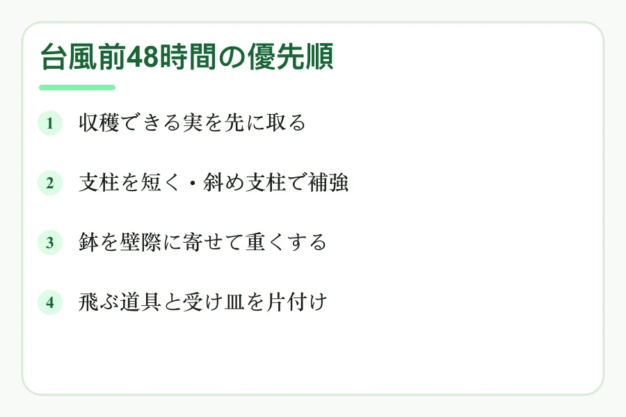 台風前48時間の家庭菜園対策
